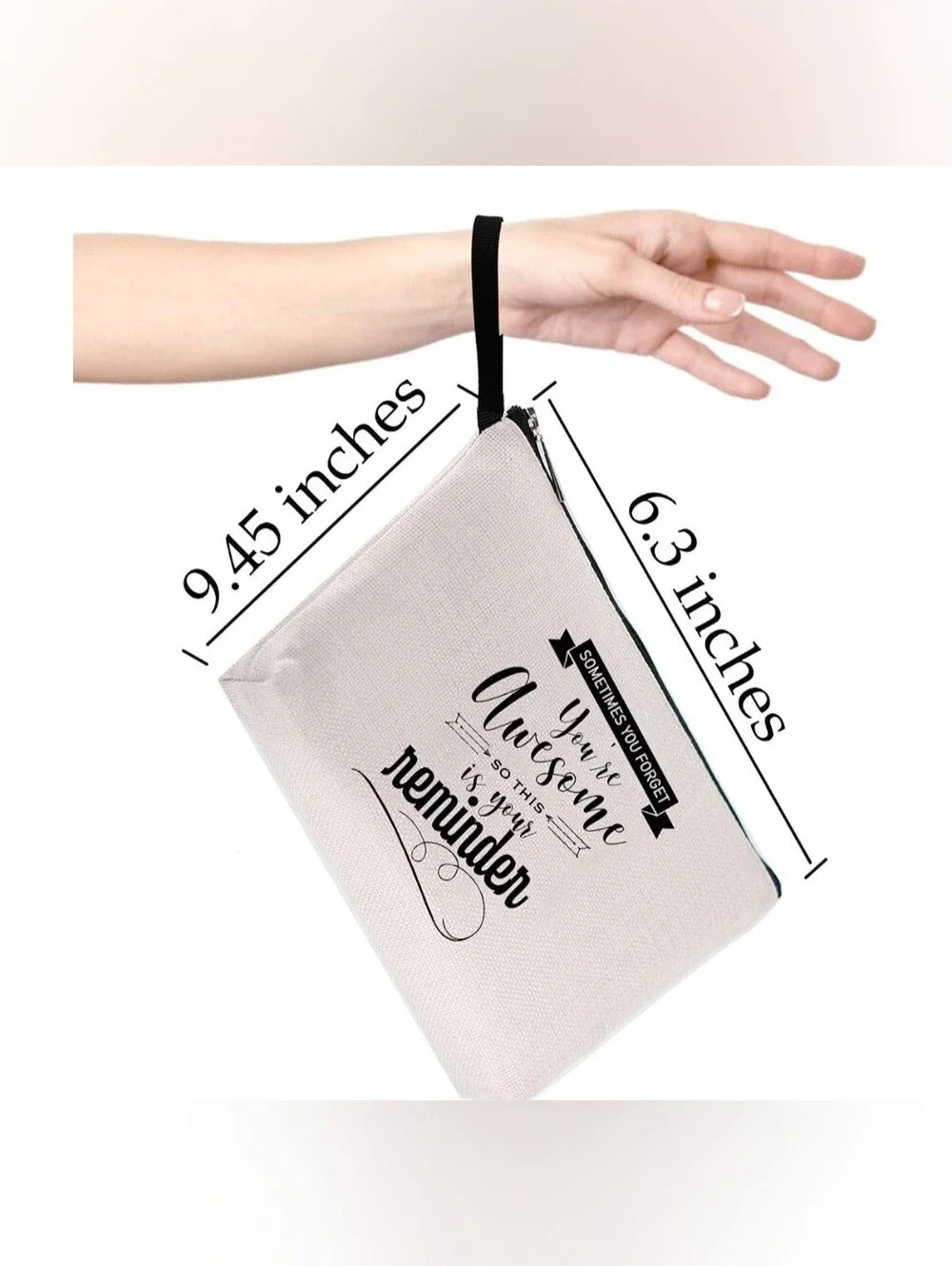 Canvas Zip Pouch - 'You're Awesome' Beige Reminder Clutch, NIP